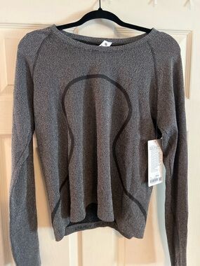 Lululemon Swiftly Tech Long Sleeve 2.0 Race Black White Heather Sz. 14 NWT Seaml